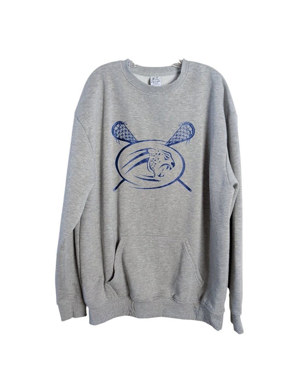 Epic Sports Lacrosse Sweatshirt Mens XL Gray Cougar Graphic Kangaroo Pocket Crew - Picture 1 of 16